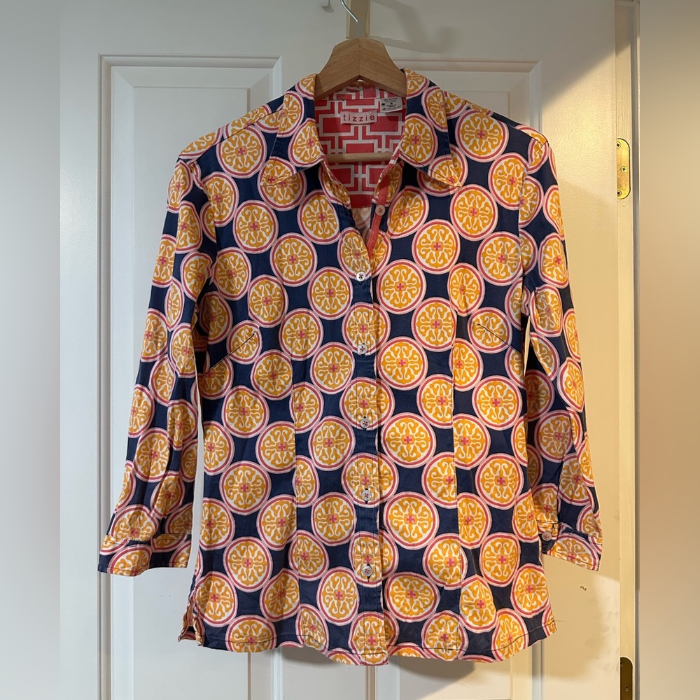 Tizzie Geometric Button-Up Shirt